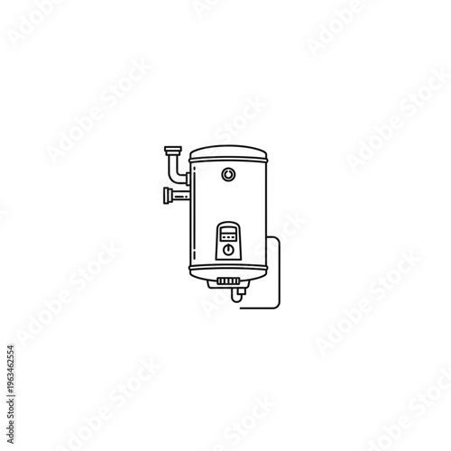 Modern tankless water heater line art icon vector graphic illustration