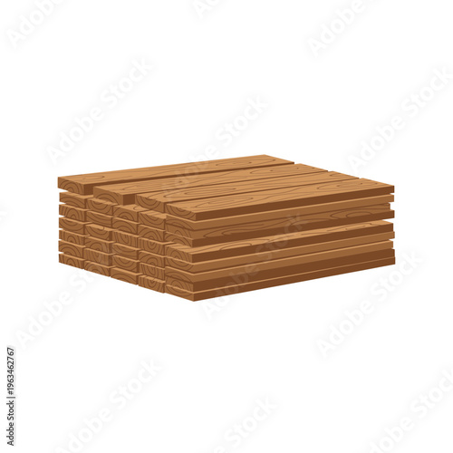 Stacked wood lumber planks vector illustration