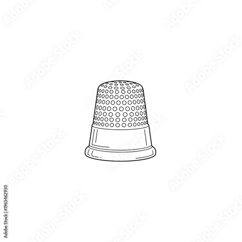 Vintage sewing thimble line art illustration