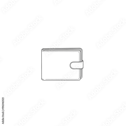 Closed wallet line art icon vector illustration
