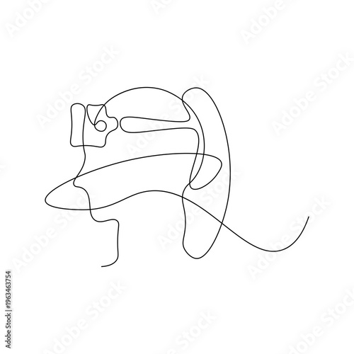 Continuous one line drawing of a person wearing vrglasses