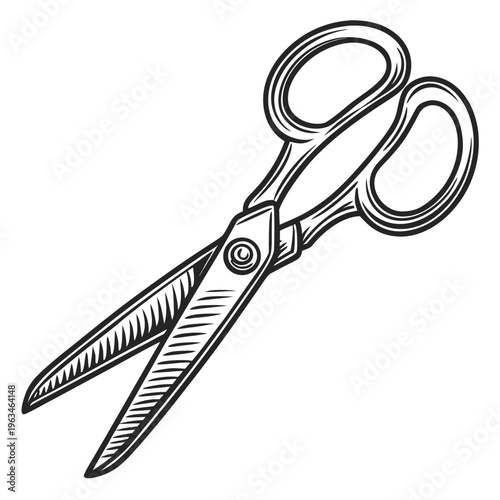 Scissors, Cutting Tools, Vector Illustration, Black and White