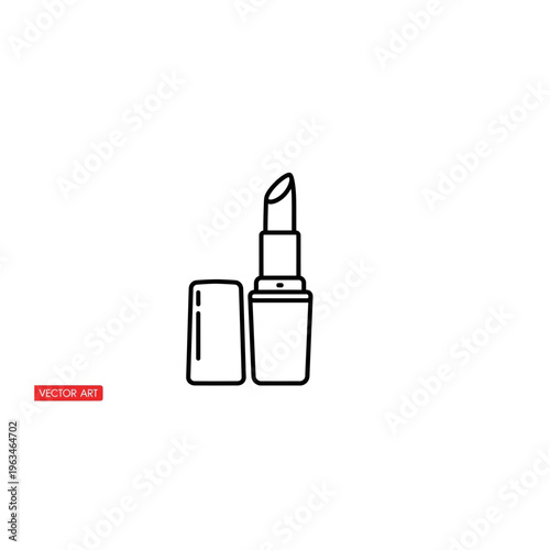 Open lipstick tube outline icon for beauty and fashion, clean line art