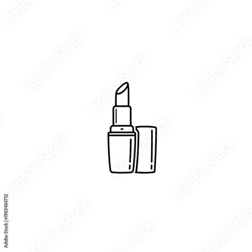 Open lipstick tube outline icon for beauty and cosmetics, minimal line art