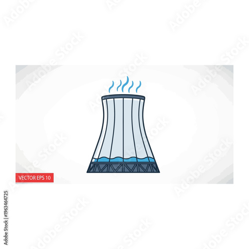 Nuclear energy cooling tower concept icon