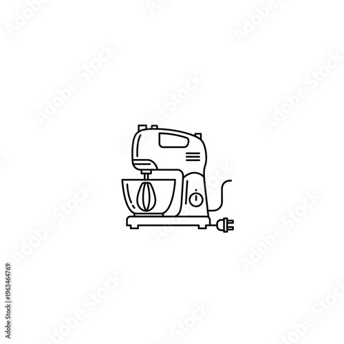 Kitchen electric hand mixer line art illustration