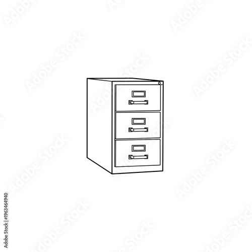 Office filing cabinet icon minimalist line art