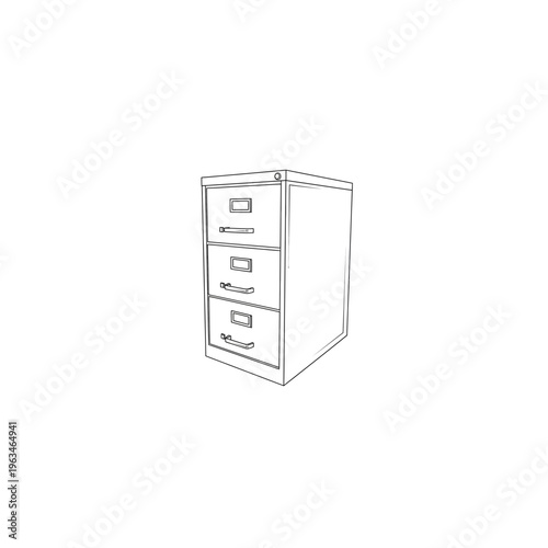 Minimalist filing cabinet line drawing for office organization