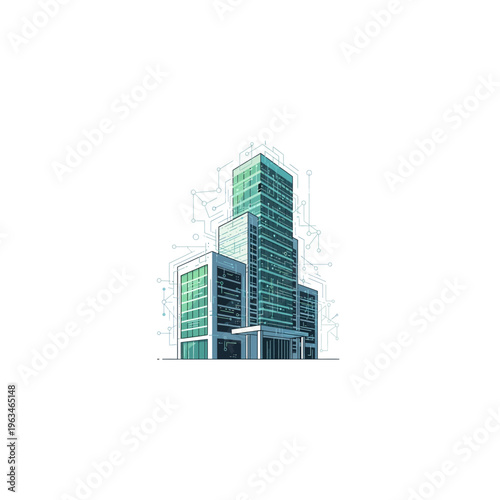 Modern office skyscraper illustration concept for architectural business