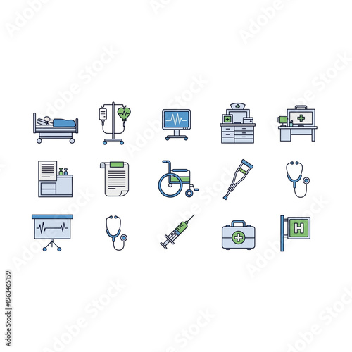 Set of medical and healthcare service icons illustration