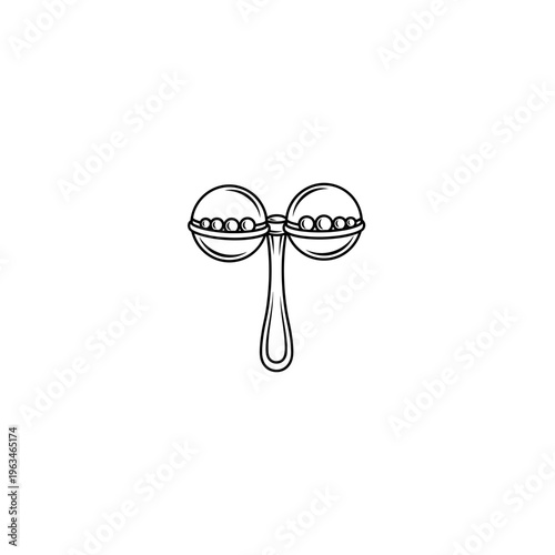 Cute baby rattle toy line art illustration with baby shower