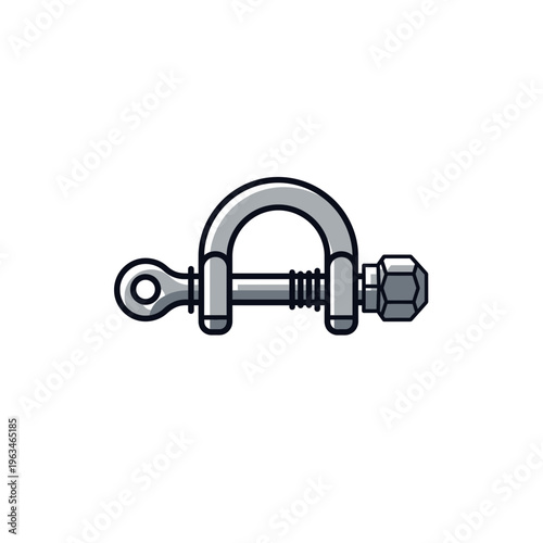 Industrial shackle u-bolt fastener icon illustration
