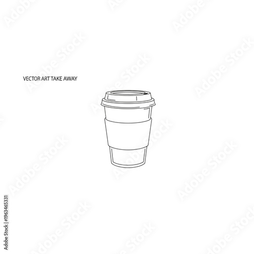 Disposable coffee cup outline drawing for takeaway