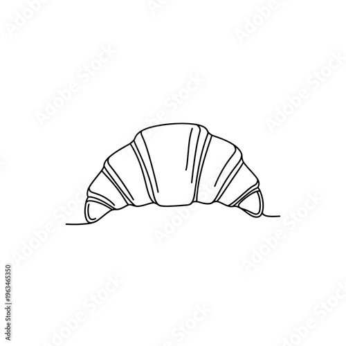 Single line art drawing of a croissant