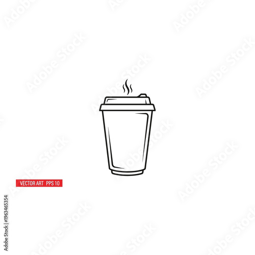 Hot steaming coffee cup line icon for cafe menu