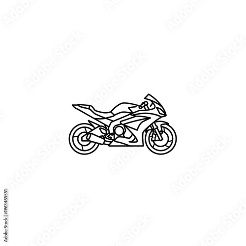 Sport motorbike line art icon modern racing motorcycle silhouette illustration