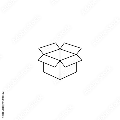 Open cardboard box shipping container vector illustration with e commerce