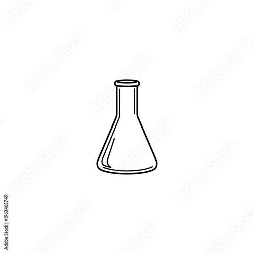 Laboratory erlenmeyer flask icon chemistry research line drawing