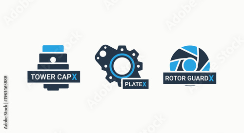 Mechanical industrial component symbols for tower cap plate and rotor guard engineering design