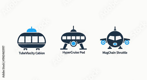 Advanced transport symbols including fast cabin pod and automated passenger shuttle pod icons