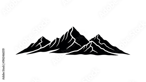 Black mountain range silhouette with white accents