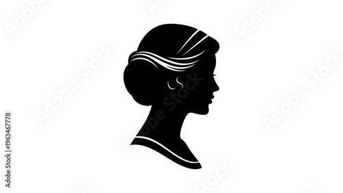 Black silhouette profile woman hairstyle