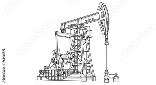 Oil pump jack illustration on white background pumpjack