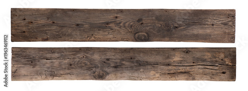 Old wooden planks isolated on white or transparent background
