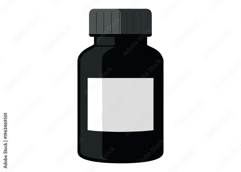 Obraz premium Pharmaceutical bottle mockup with blank label in black color