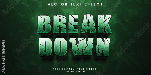 green break down word vector text effect design. broken text effect.