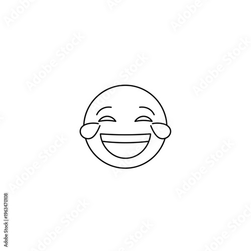 Happy laughing face symbol, joyful emotion, expressive icon, a simplified