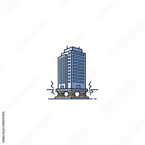 High rise skyscraper with earthquake resistant seismic foundation illustration