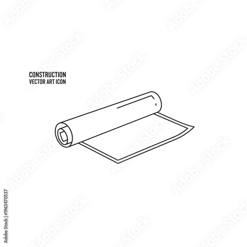 Unrolling blueprint paper or construction plan document