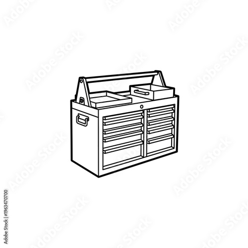 Portable handheld metal toolbox illustration