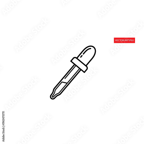 Laboratory medical dropper pipette icon minimalist line art vector illustration