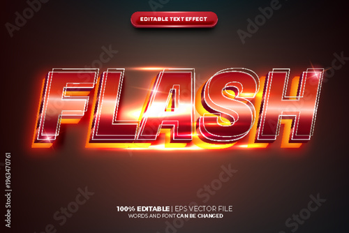 Super Flash glow red metal steel cinematic 3d editable text effect
