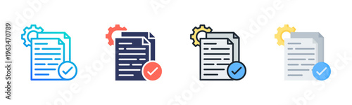 Completed Form Icon Set Vector Collection Isolated In Black And White