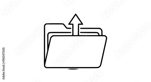 An icon representing a file folder with an upward arrow indicating upload or export