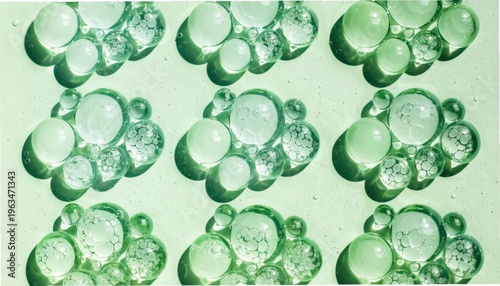 Pastel Green Bubble Clusters Arranged in Grid Form, Gigapixel Standard v2 4x