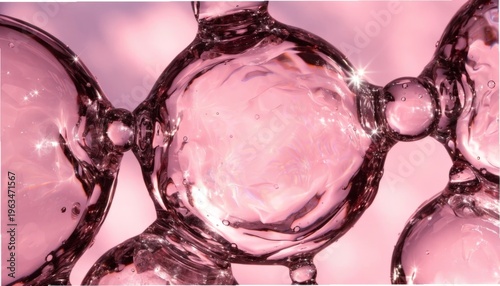 Pink Semi-Transparent Molecular Spheres Connected Gigapixel Standard v2 4x