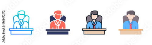 Boss Icon Set Vector Collection Isolated In Black And White