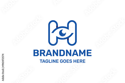 Letter H Eye Vision Logo, symbolizing clarity, insight, and focused vision