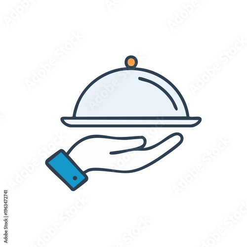 Hand holding a covered dish representing food service catering or hospitality
