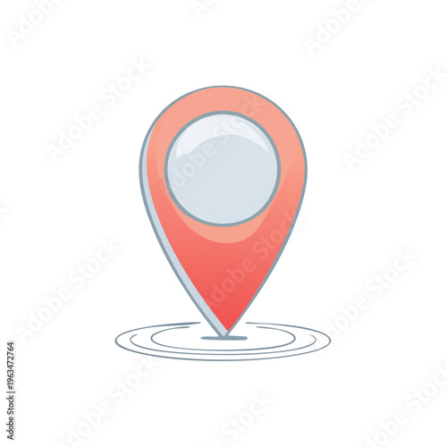 Red location pin with concentric circles indicating a map marker concept