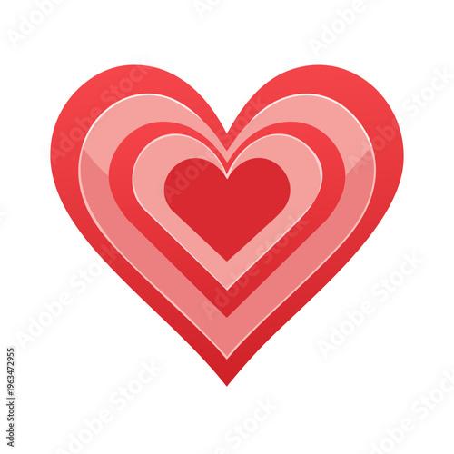 Concentric Red Hearts in a Layered Design with a Gradient Effect Symbolizing Love