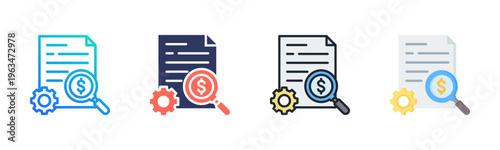 Financial Analysis Icon Set Vector Collection Isolated In Black And White