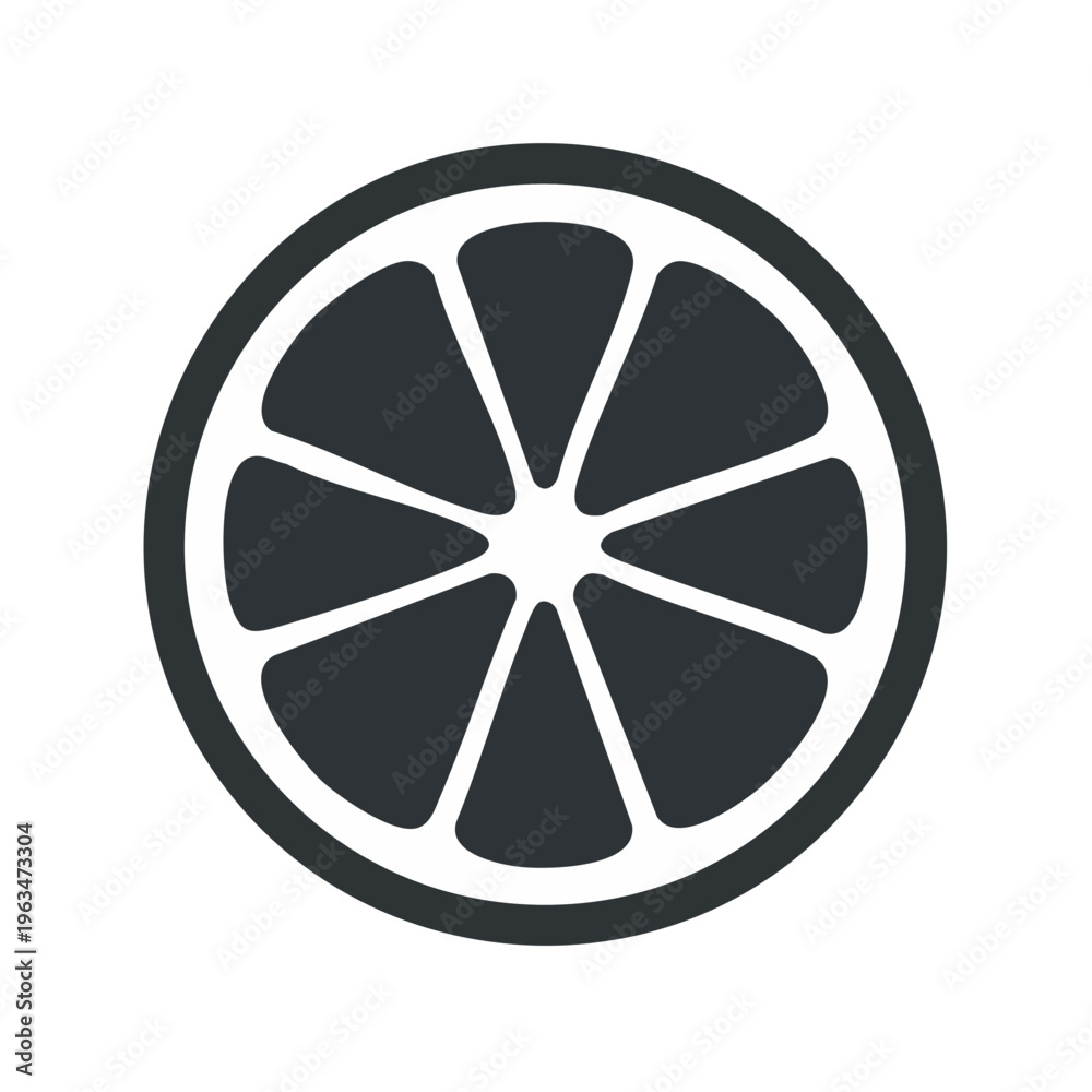 Fototapeta premium Simple dark grey citrus fruit slice icon graphic design