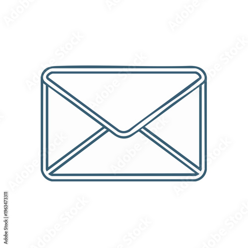 Simple outline illustration of a closed white envelope with a dark blue border on a light gray background