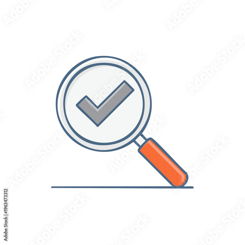 Magnifying glass with a checkmark symbolizing verified search or successful finding