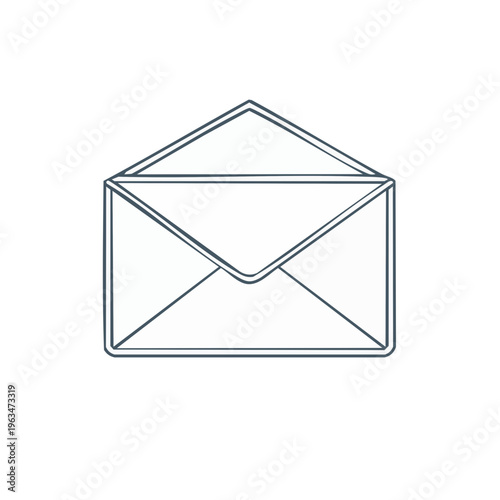 Open envelope outline icon representing mail communication and correspondence delivery